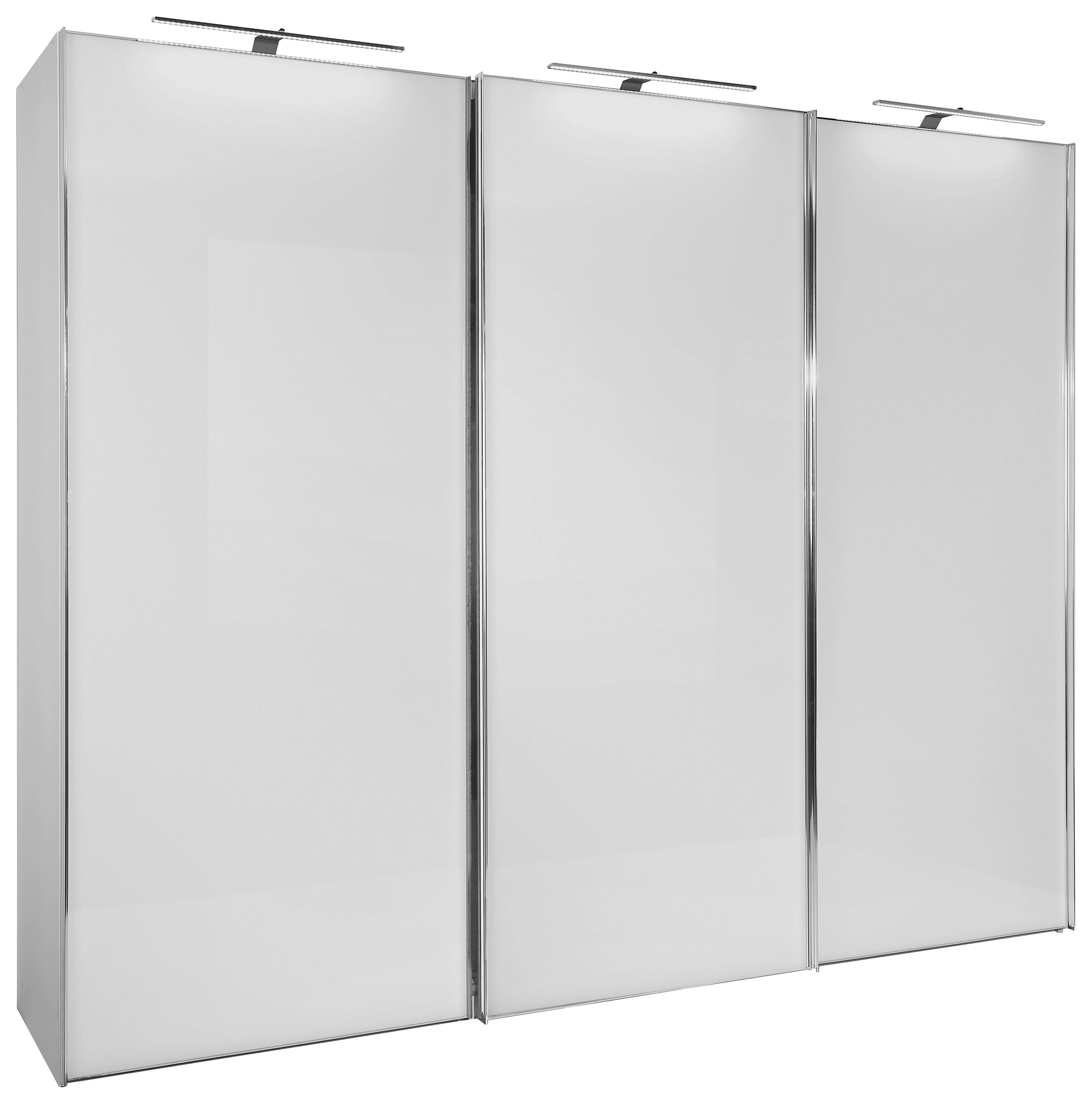 Schwebetürenschrank Glasfront 298 cm Sonate Rom, Weiß - Weiß, MODERN, Holz/Holzwerkstoff (298/240/68cm) - Luca Bessoni