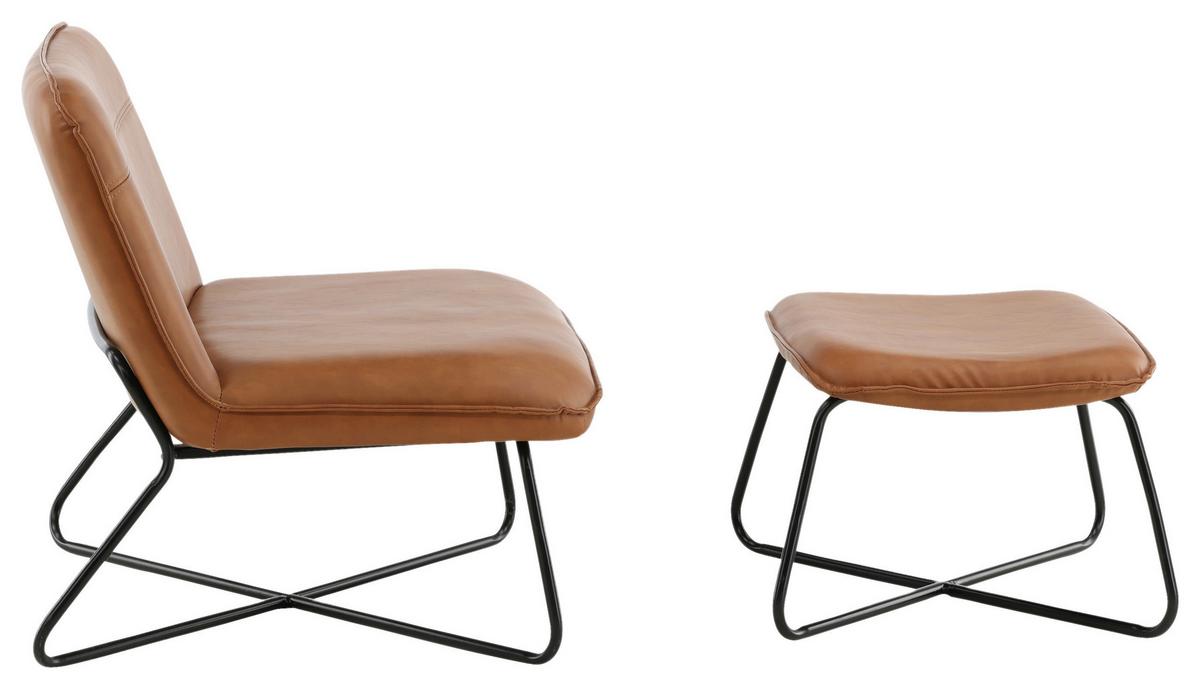 Sesselset X-Lounge - Schwarz/Braun, Design, Textil/Metall (78/71/75cm) - Livetastic