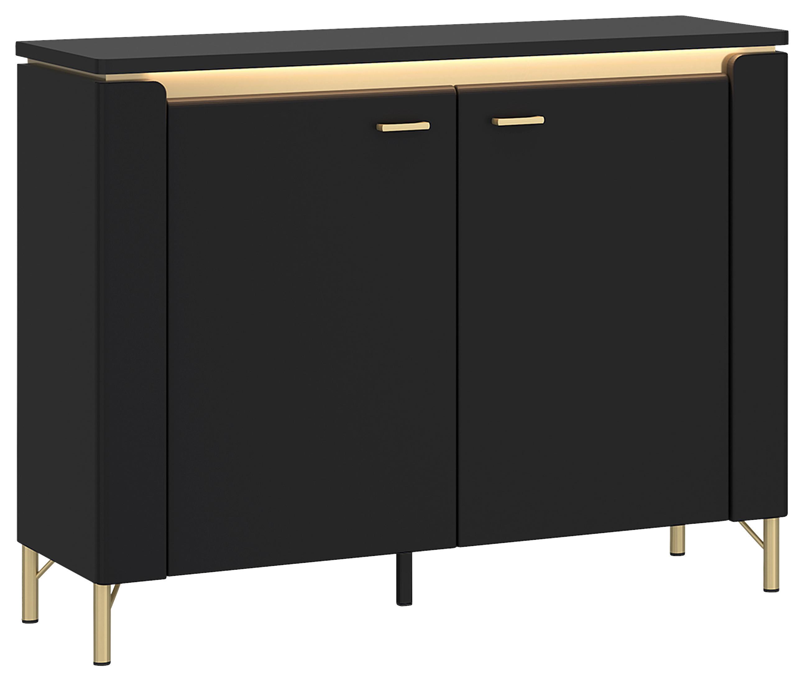 Kommode Norica Goldfarben/schwarz B: 110,4 Cm - Goldfarben/Schwarz, Trend, Holzwerkstoff (110,4/87,3/40cm)