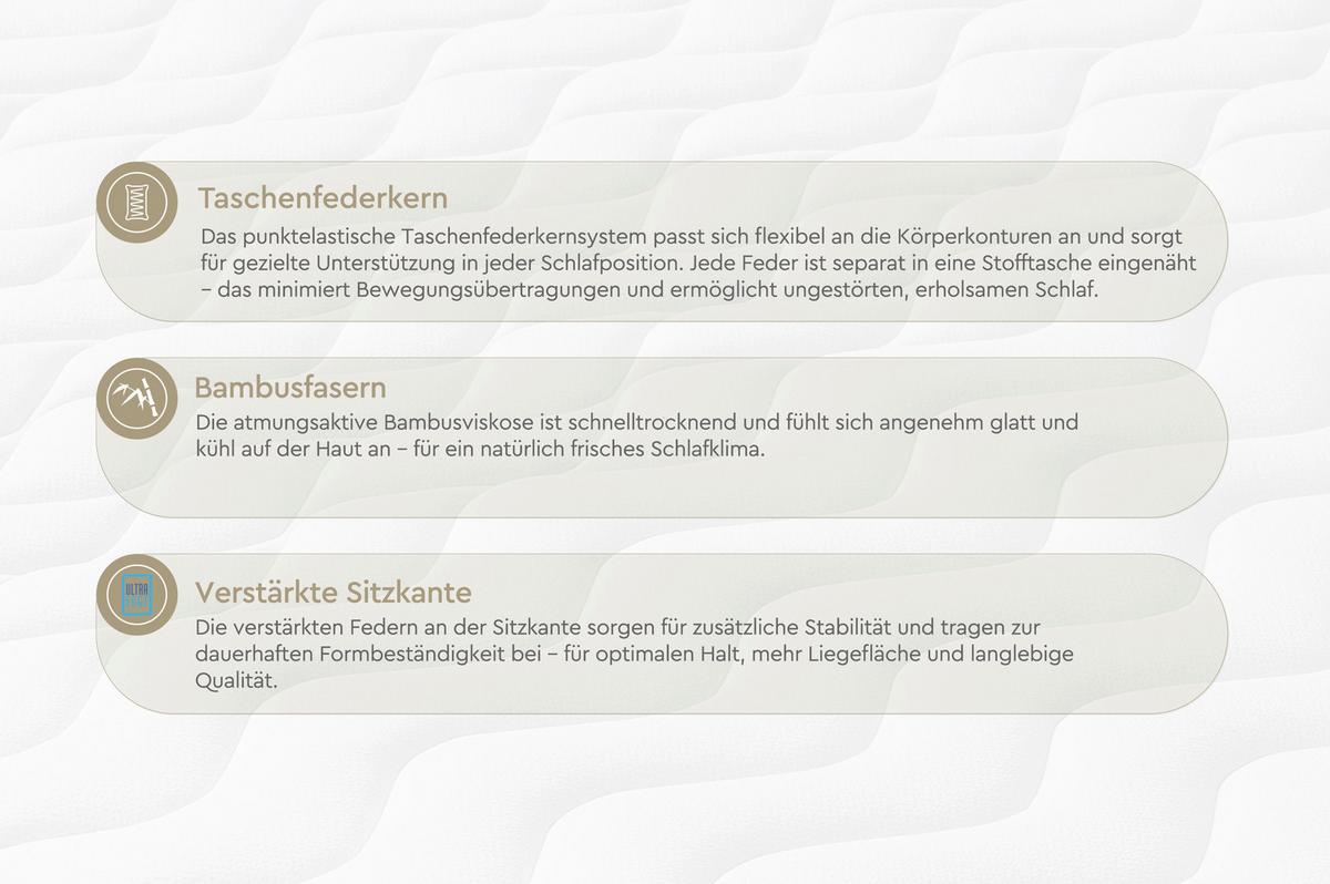 Taschenfederkernmatratze Yatas 180x200 cm Komfortschaumkern - Dunkelgrau/Weiß, Basics, Textil (180/200cm) - Yatas