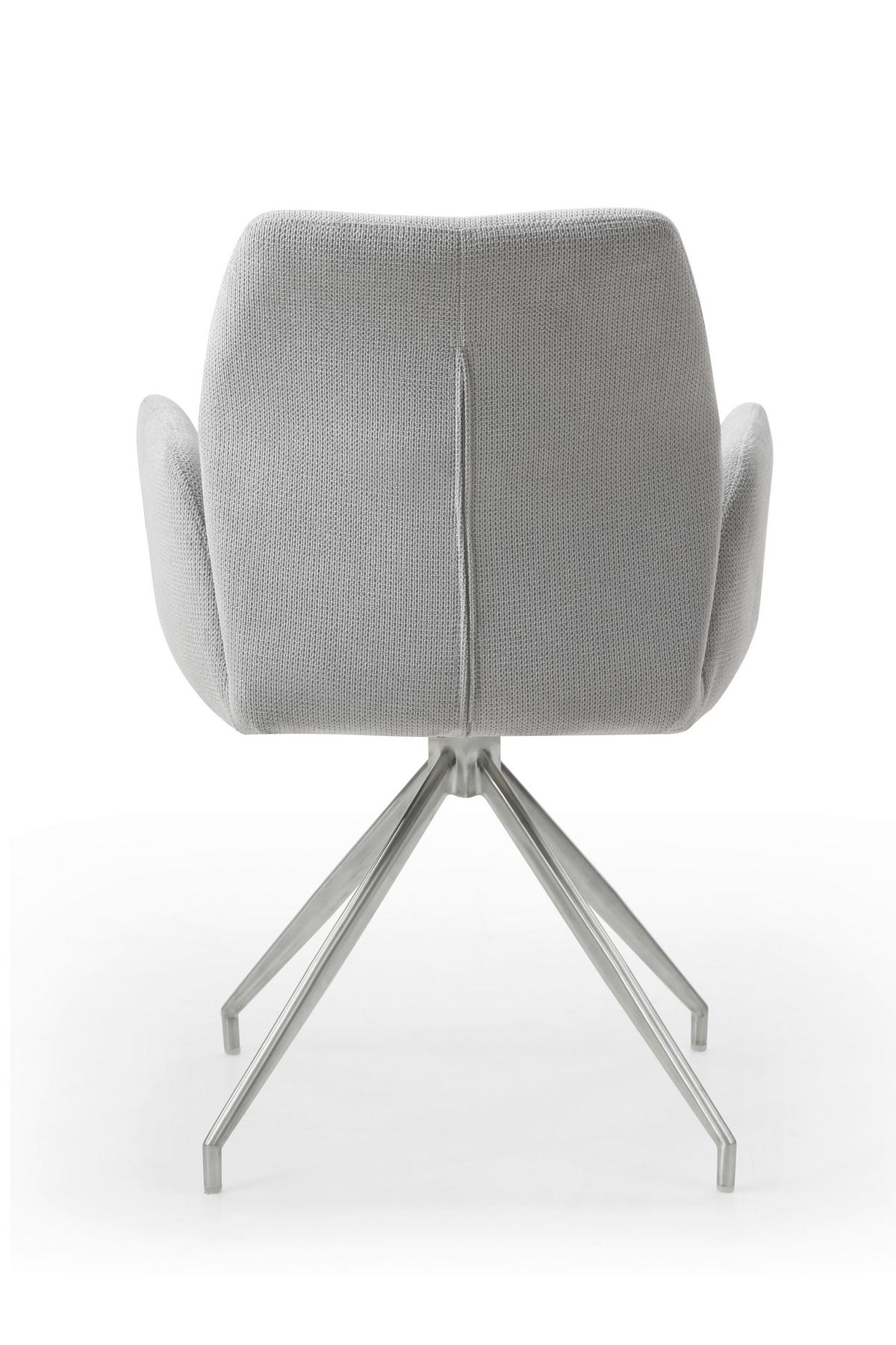 Tischgruppe Hellgrau/Cognac L: 180cm - Cognac/Silberfarben, MODERN, Holz/Textil (180/90/77cm) - Livetastic