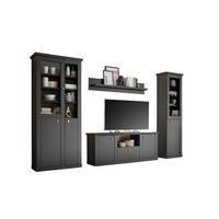 Wohnwand Lincoln Schwarz/Eichefarben B: 319cm - Eichefarben/Schwarz, Design, Holzwerkstoff (319/200/42cm) - MID.YOU