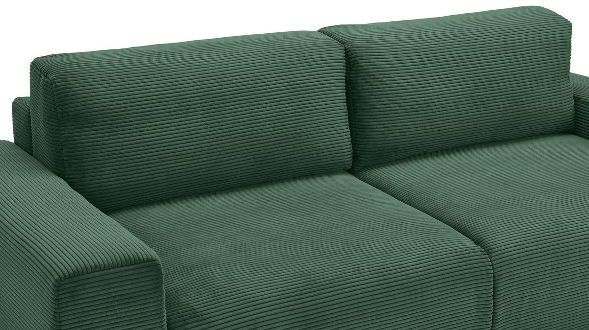 Schlafsofa Vouge Grün Bettkasten, B: 255 Cm - Buchefarben/Schwarz, KONVENTIONELL, Textil (255/86/123cm) - Livetastic