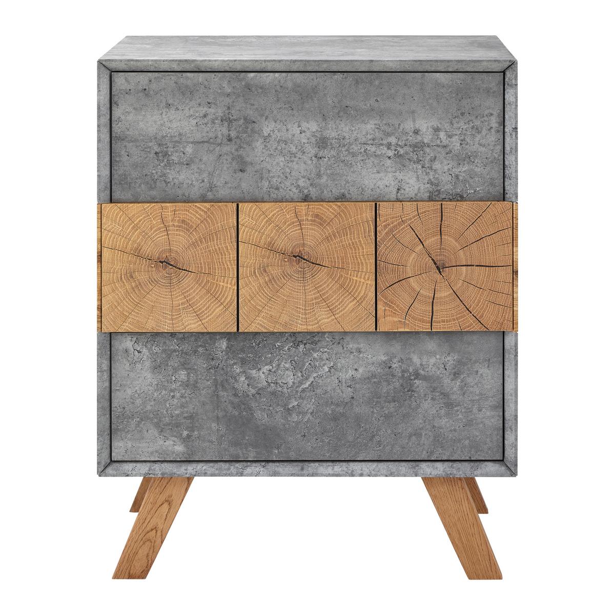 Nočný stolík CASPER - sivá/farba duba, Modern, drevo (60/75/40cm) - Bessagi Home