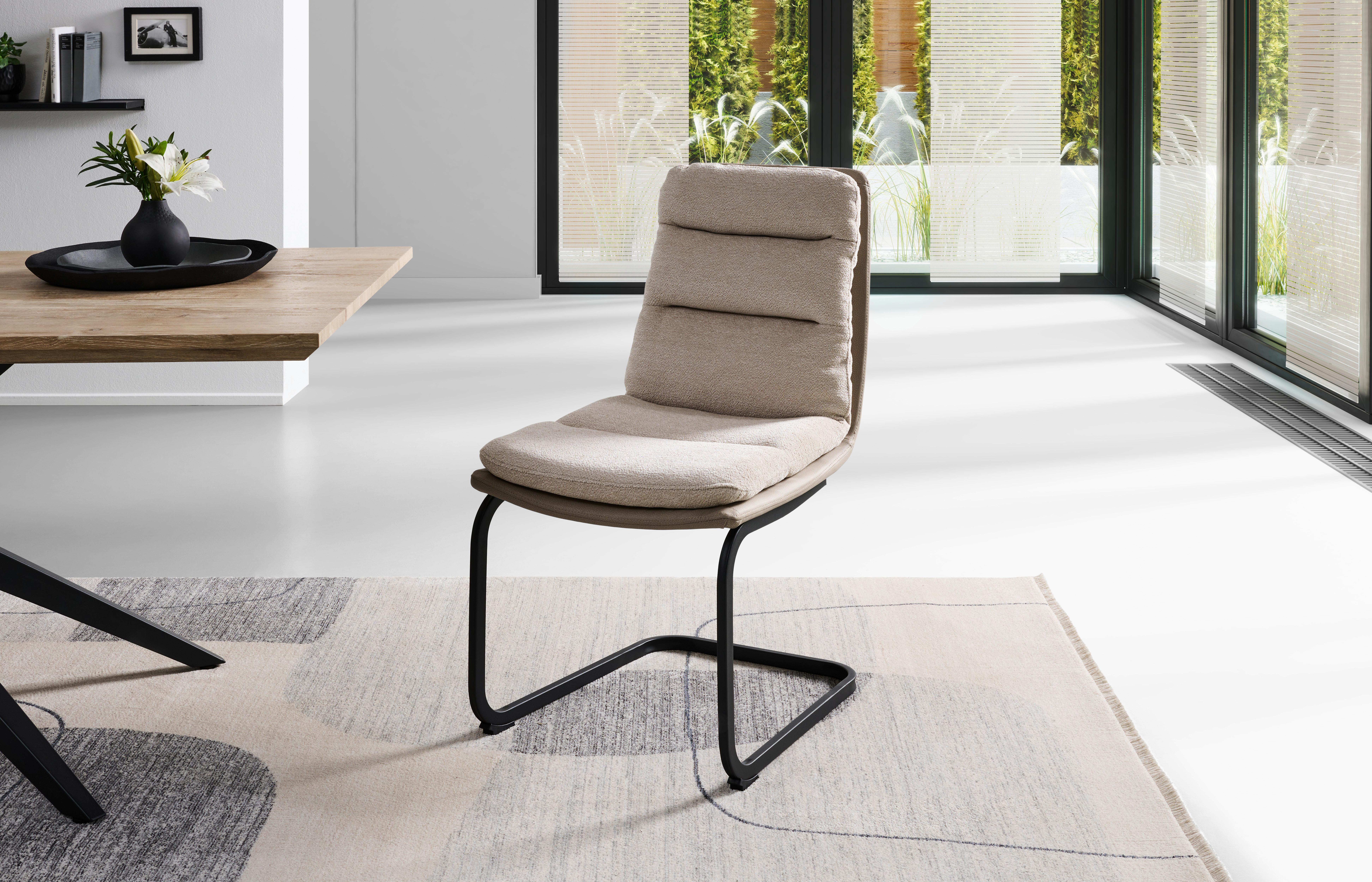 Schwingstuhl Grando - Beige/Schwarz, MODERN, Textil/Metall (45/91.5/62cm) - Livetastic