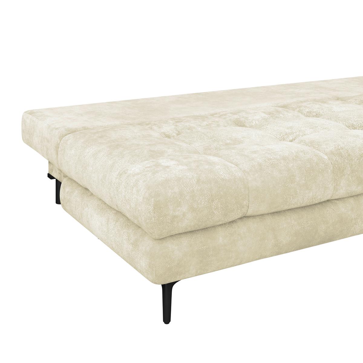 Rozkladacia pohovka PERLA, krémový velúr - čierna/krémová, Konventionell, kov/textil (203/94/96cm)