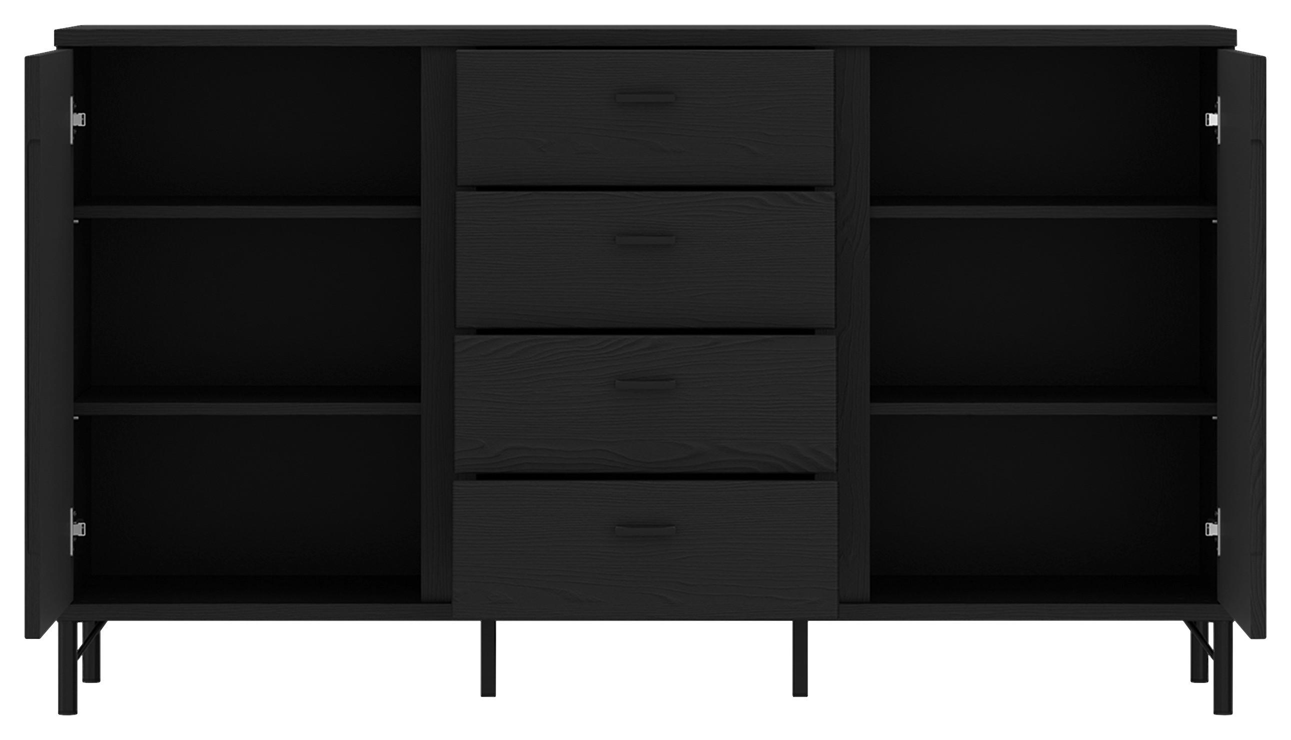 Tálalószekrény Lusaka - fekete, Trend, faalapú anyag (150/87/40cm)