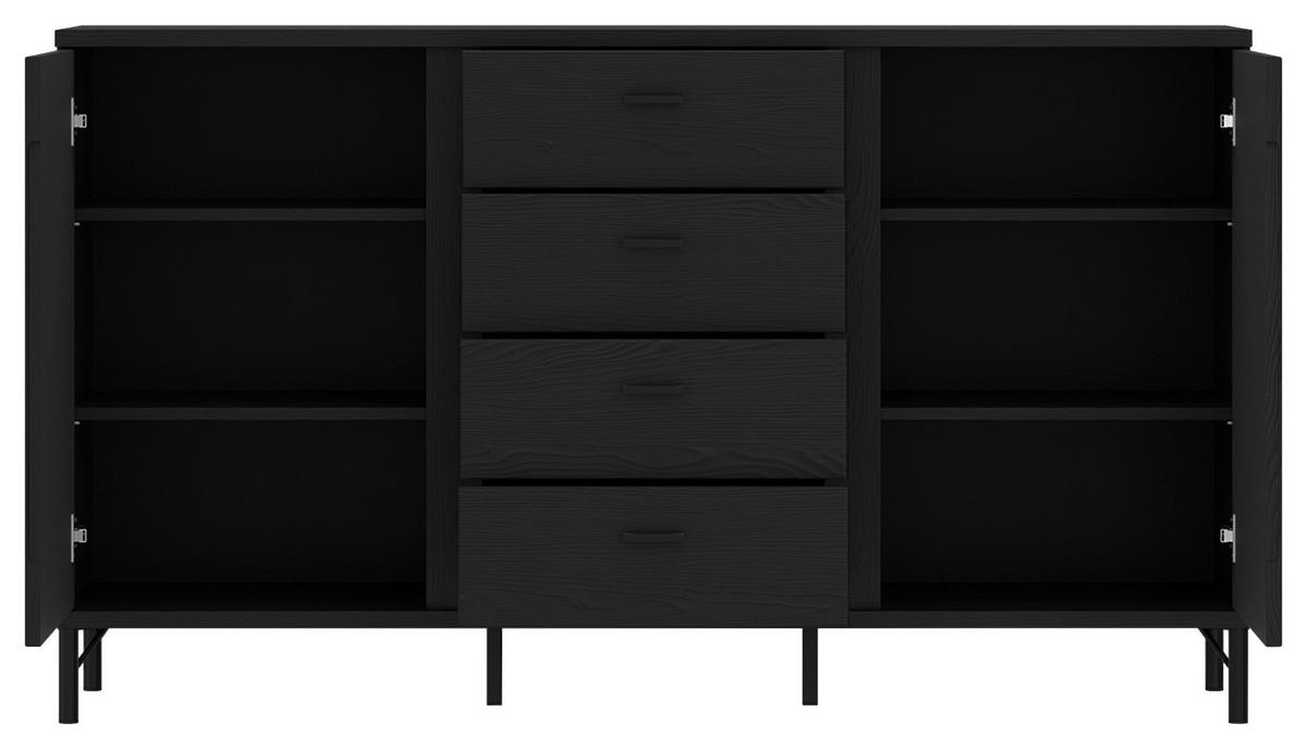 Tálalószekrény Lusaka - fekete, Trend, faalapú anyag (150/87/40cm)