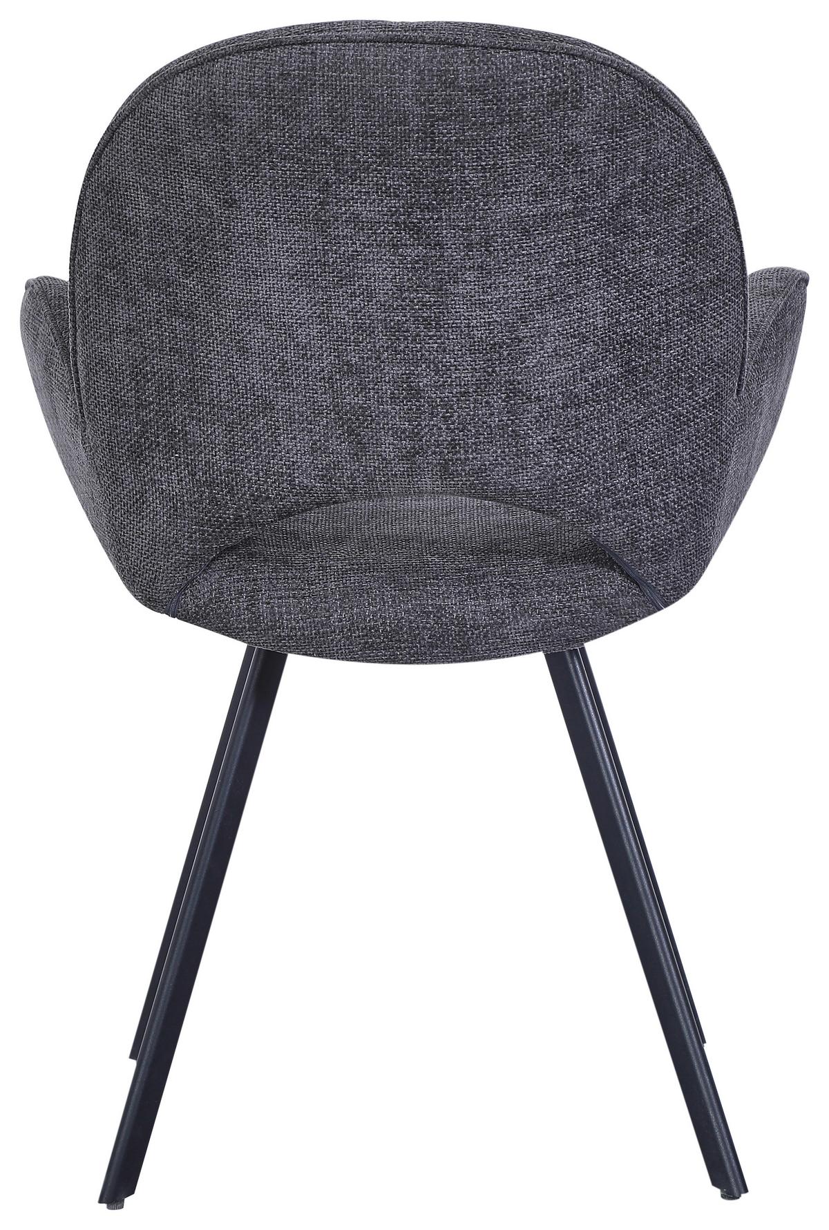 Armlehnstuhl Carlotta Grau Gepolstert - Schwarz/Grau, MODERN, Textil/Metall (61/88/62cm) - MID.YOU
