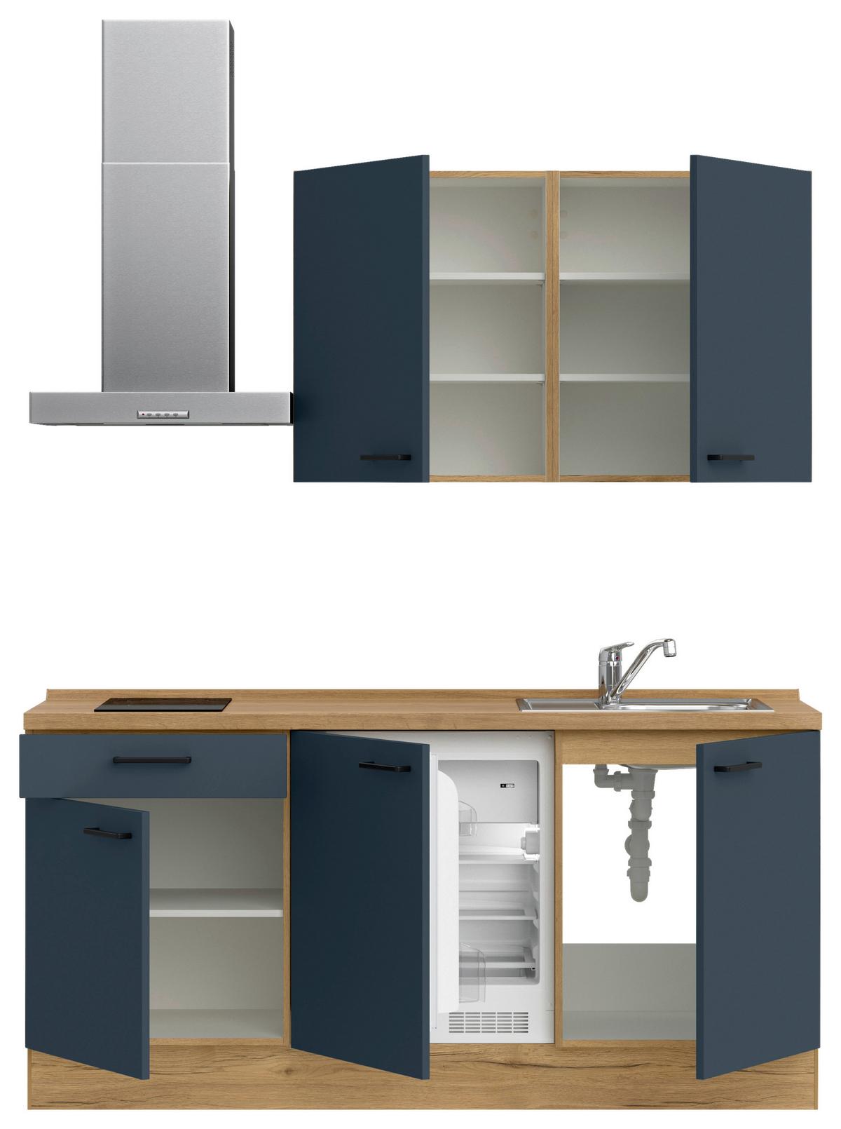 Küchenleerblock Easytouch Low-Line, L1 Links - Blau/Eichefarben, MODERN, Holzwerkstoff (180cm) - Nobilia