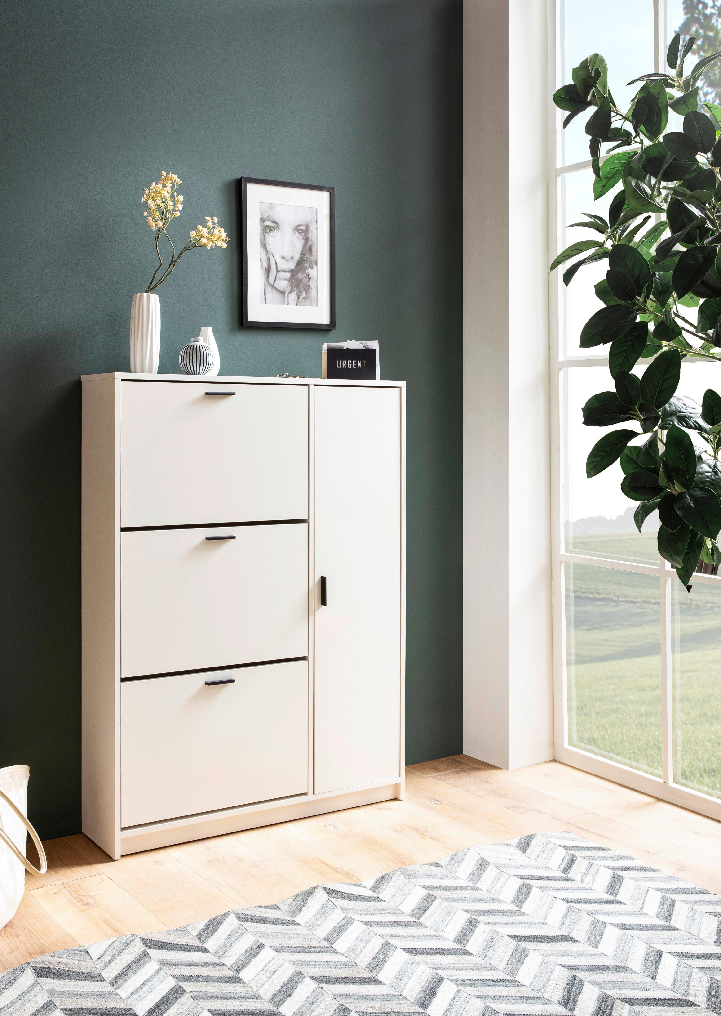 SKRINKA NA TOPÁNKY WL6.868 - čierna/biela, Design, kov/kompozitné drevo (90/120/24cm) - MID.YOU