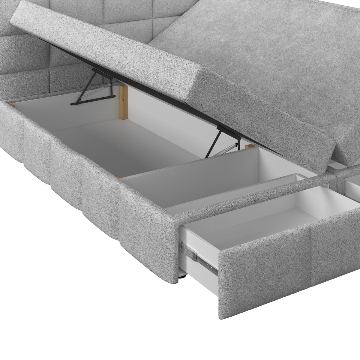 Polsterbett Alba Boucle Grau, 160x200 cm - Schwarz/Grau, Trend, Textil (160/200cm)