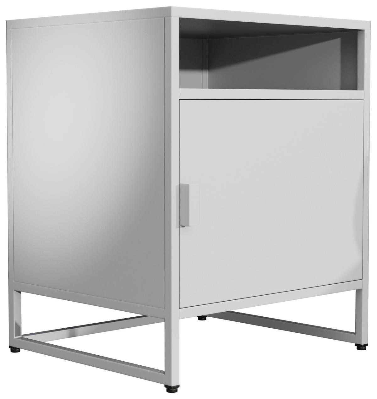 Nachkästchen Weiß H: 55 cm Flokas L - Schwarz/Weiß, MODERN, Holzwerkstoff (45/55/40cm) - MID.YOU