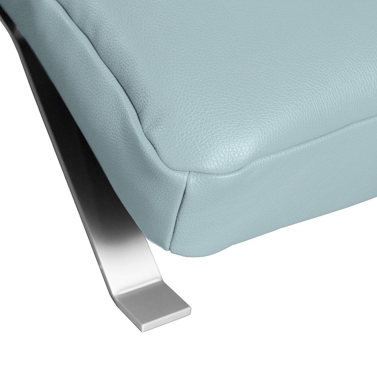 Relaxliege Swing Silver Blaugrau B: 65 cm - Silberfarben/Blaugrau, Design, Leder (65/65-95/171cm) - Livetastic