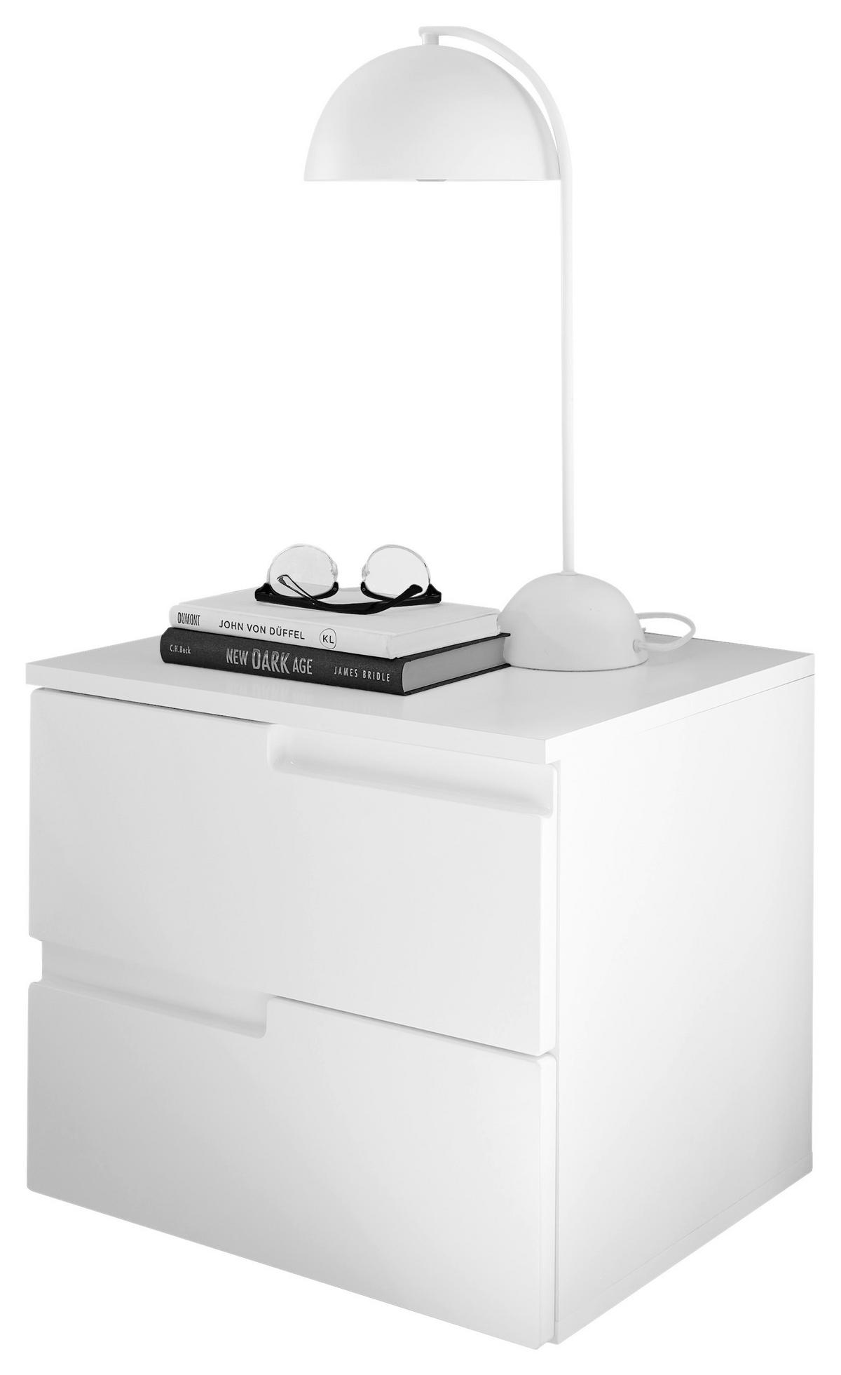 Nachtkästchen Weiß H: 41,7 Cm, Spice 2 - Weiß Hochglanz/Schwarz, MODERN, Holzwerkstoff (46,2/41,7/40cm)