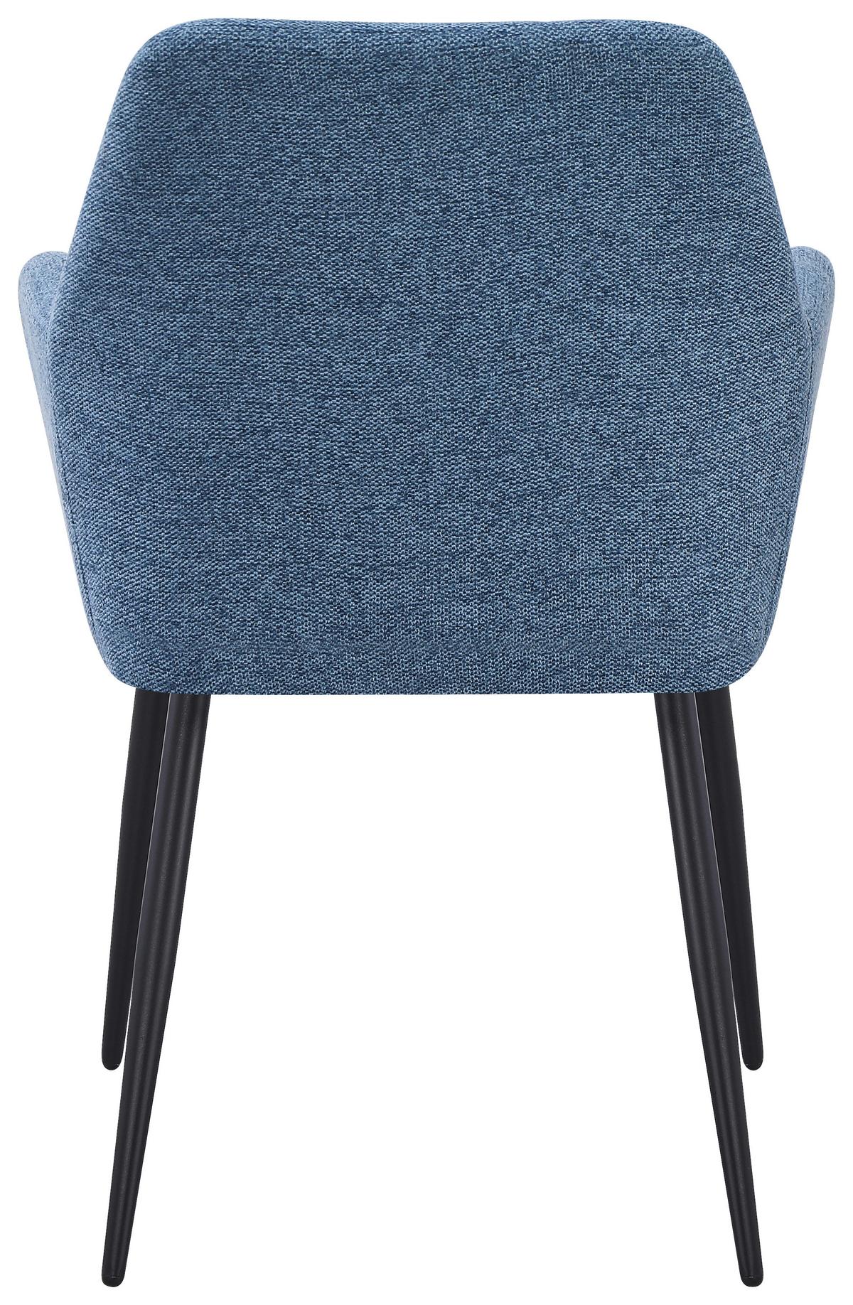 Armlehnstuhl Joe II Leinenoptik Blau - Blau/Schwarz, KONVENTIONELL, Textil/Metall (58/86/61cm)