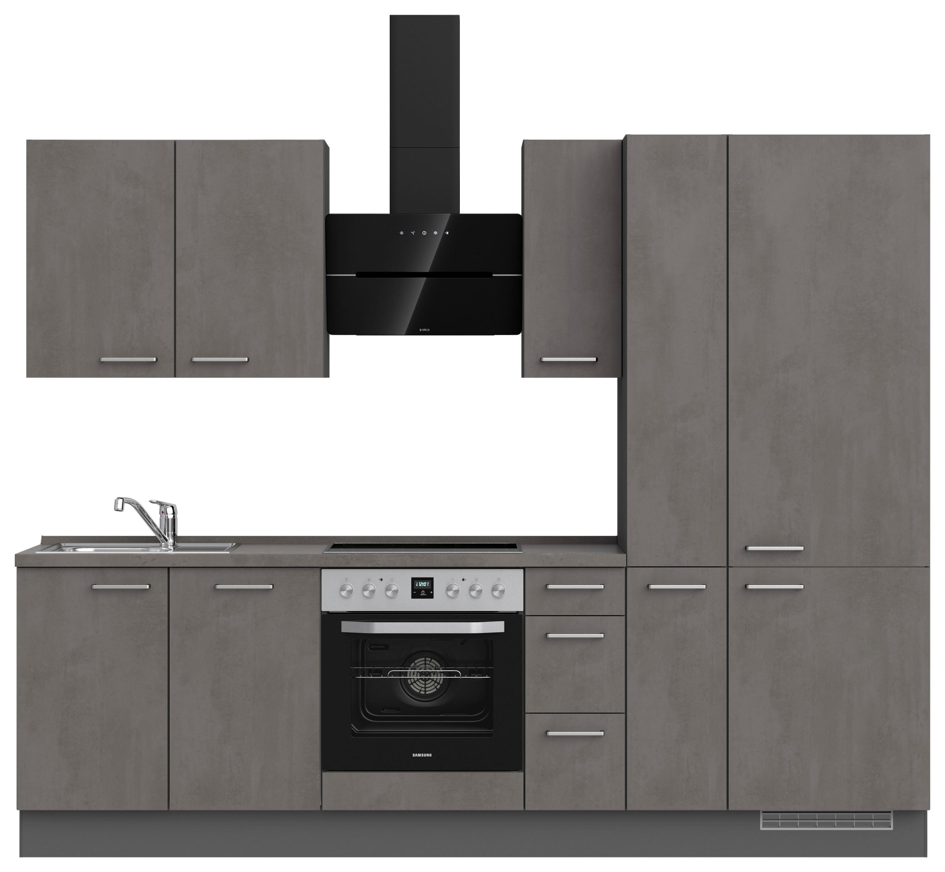 Kuchynská linka 270 cm, bridl.šedý betón/bridl.šedá - farba ušľachtilej ocele/bridlicová, Modern, kov/kompozitné drevo (270cm) - Nobilia