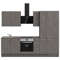 Kuchynská linka 270 cm, bridl.šedý betón/bridl.šedá - farba ušľachtilej ocele/bridlicová, Modern, kov/kompozitné drevo (270cm) - Nobilia