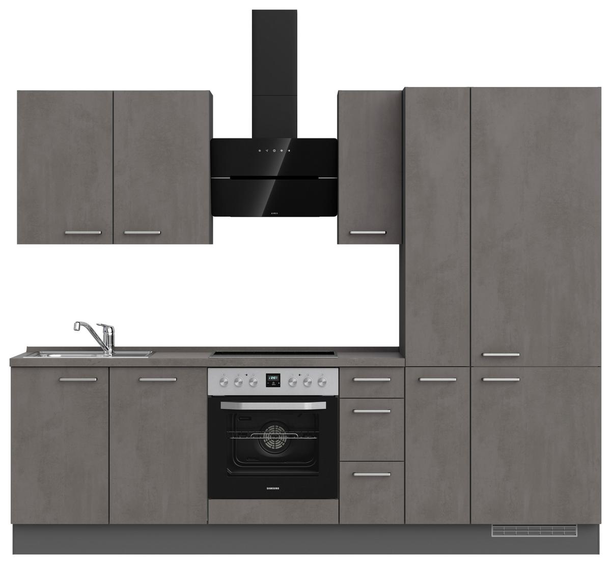 Kuchynská linka 270 cm, bridl.šedý betón/bridl.šedá - farba ušľachtilej ocele/bridlicová, Modern, kov/kompozitné drevo (270cm) - Nobilia