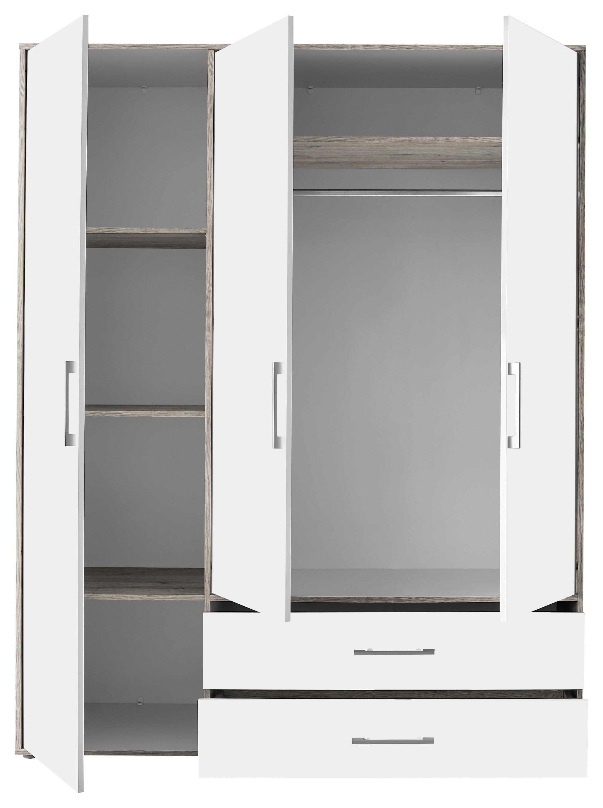 Kleiderschrank Lembo - Weiß/Eiche San Remo, KONVENTIONELL, Holzwerkstoff (155/195/60cm)