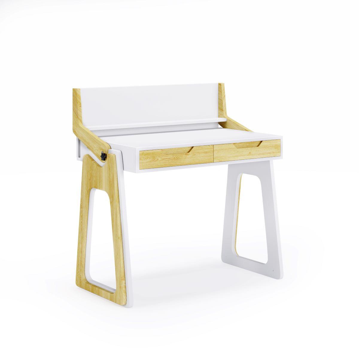 Schreibtisch Palmer Weiß Eichefarben L: 91 cm - Eichefarben/Weiß, Design, Holz/Holzwerkstoff (91/101/54cm) - MID.YOU