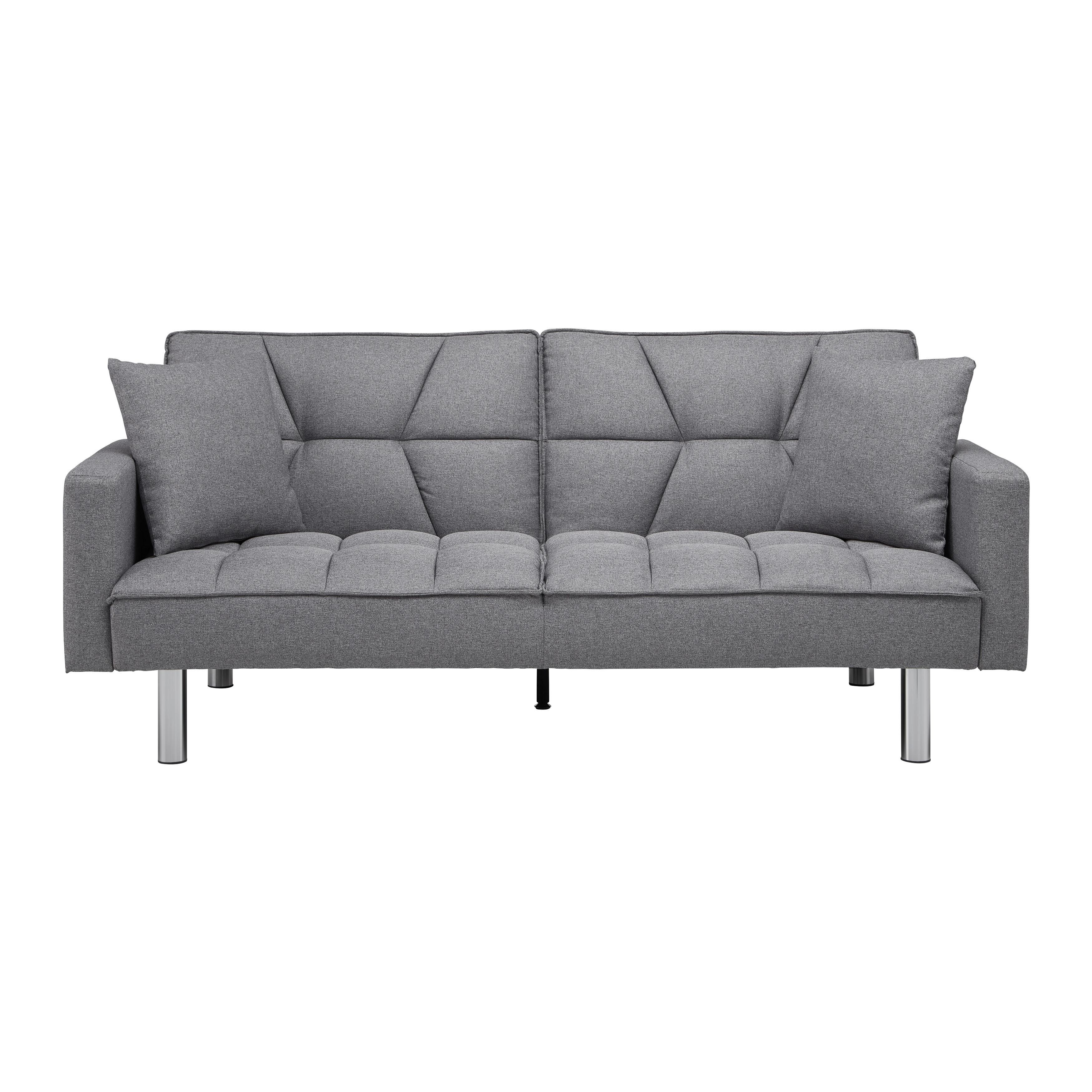 Rozkladacia pohovka DAVID, sivá - sivá/chrómová, Modern, kov/drevo (196/83/89cm) - Bessagi Home