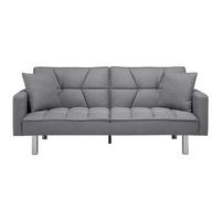 Rozkladacia pohovka DAVID, sivá - sivá/chrómová, Modern, kov/drevo (196/83/89cm) - Bessagi Home