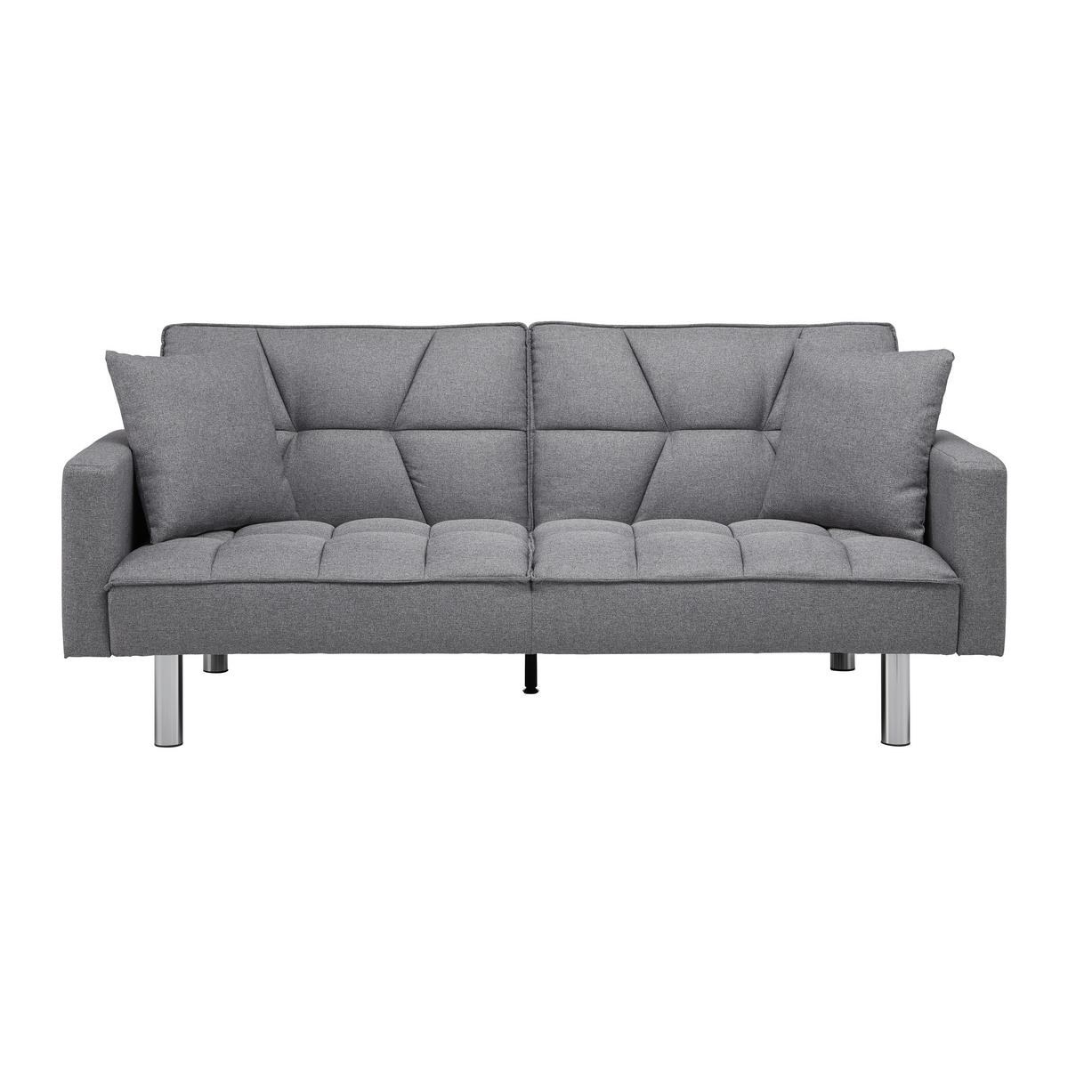 Rozkladacia pohovka DAVID, sivá - sivá/chrómová, Modern, kov/drevo (196/83/89cm) - Bessagi Home