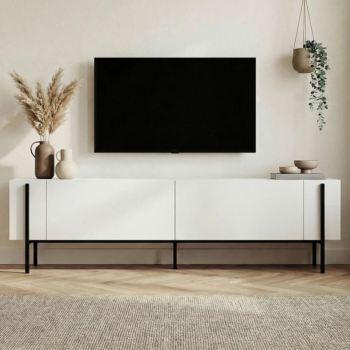 TV-ELEMENT Schwarz/Weiß B: 180cm - Schwarz/Weiß, MODERN, Holzwerkstoff (180/45/30cm)