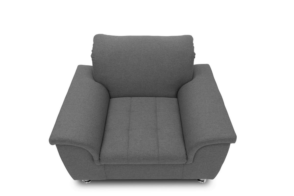 Polstersessel Mit Armlehnen Franzi Webstoff Grau - Chromfarben/Grau, KONVENTIONELL, Textil (120/81/97cm) - MID.YOU