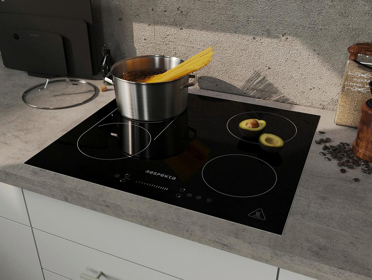 Herdset Schwarz B: 59,5 cm - Schwarz, Basics, Glas/Metall (59,5/65,4/52,1cm) - Respekta