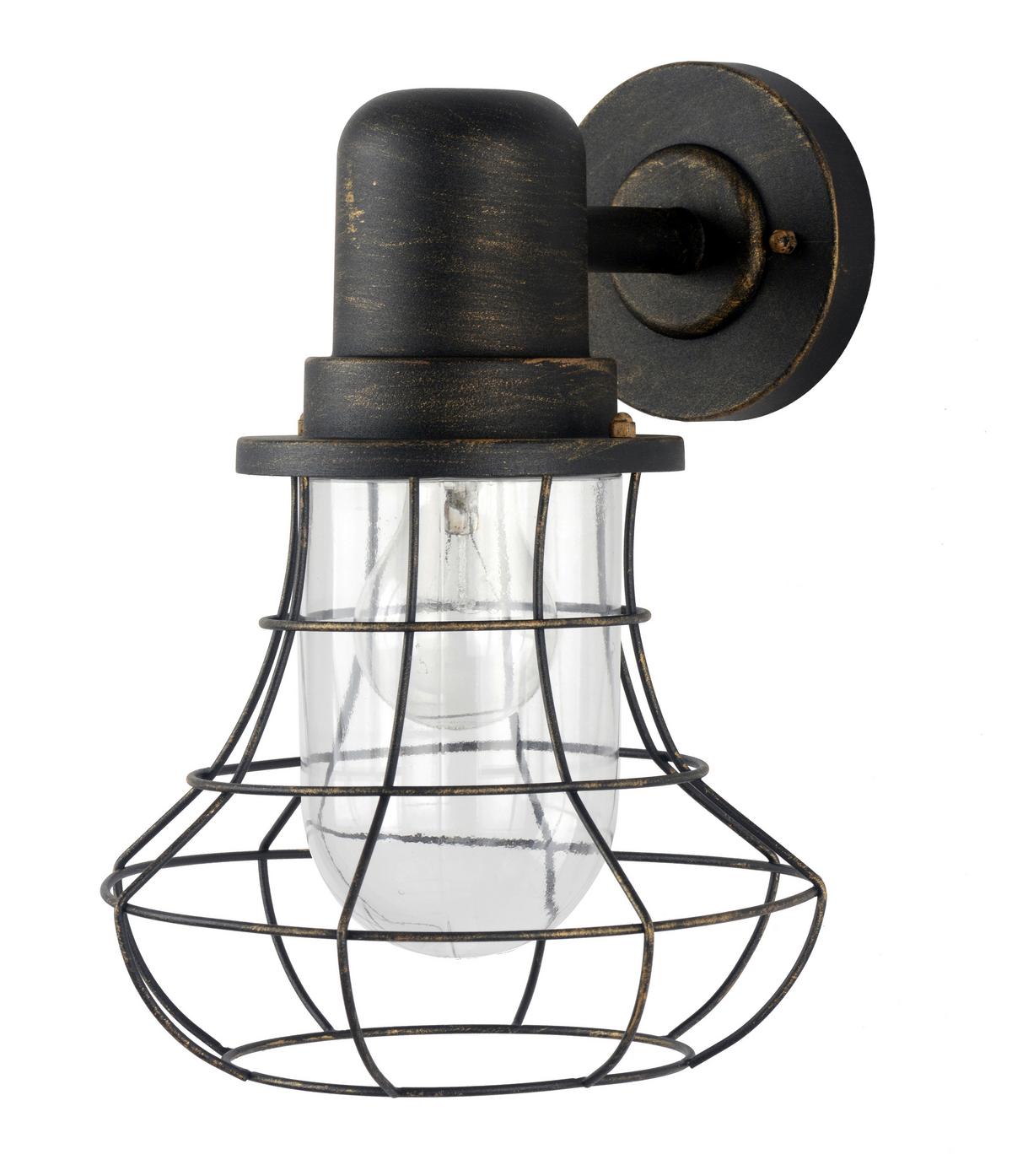 Außenwandleuchte 1901 Bg Bird - Goldfarben/Braun, KONVENTIONELL, Glas/Metall (25/22,7/29,8cm)