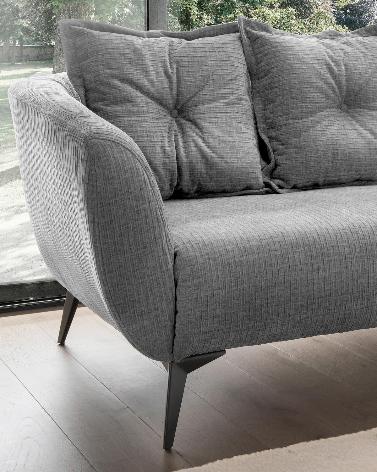 3-Sitzer-Sofa Baggio Grau B: 236 cm - Schwarz/Grau, MODERN, Textil (236/94/103cm) - Livetastic