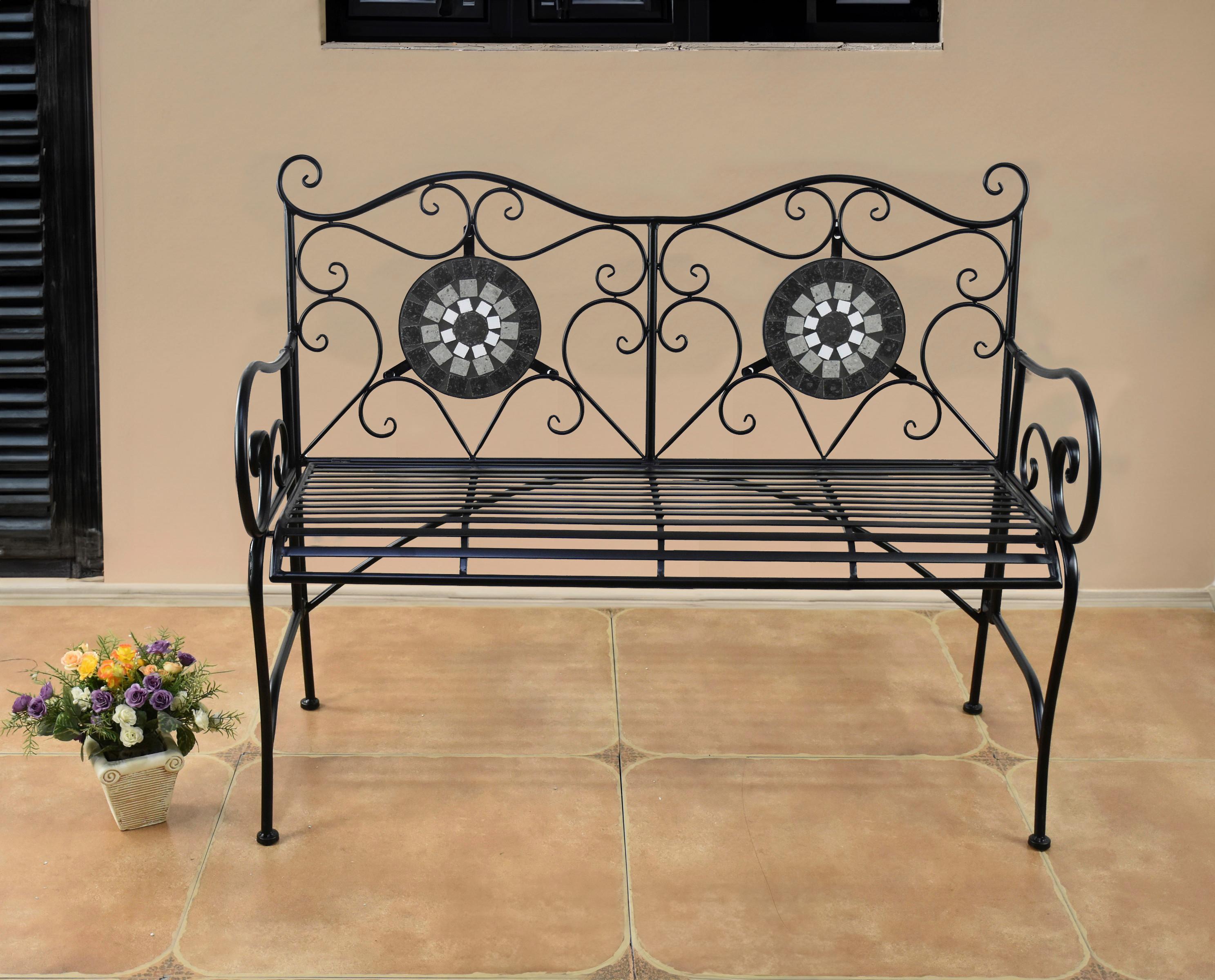 Gartenbank Stahl 2-Sitzer Jalua - MODERN, Metall (53/90,5/116cm) - Gardenson