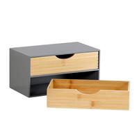 TISCHORGANIZER Bambus, Grau/Naturfarben - Naturfarben/Grau, Basics, Naturmaterialien/Holzwerkstoff (27/16/14cm) - Kesper