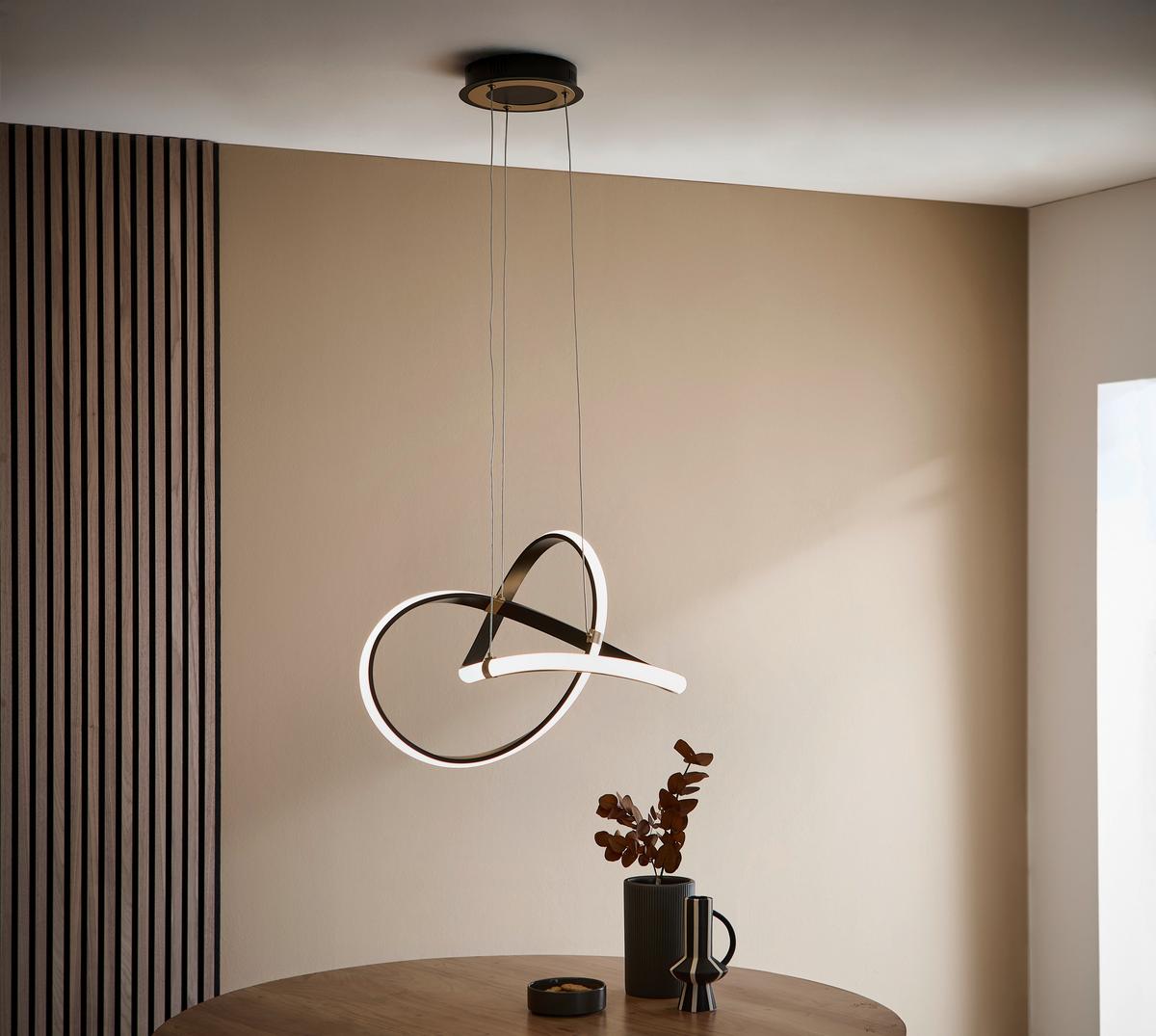 ZÁVESNÉ LED SVIETIDLO INDIGO - čierna/zlatá, Design, kov (55/150cm)