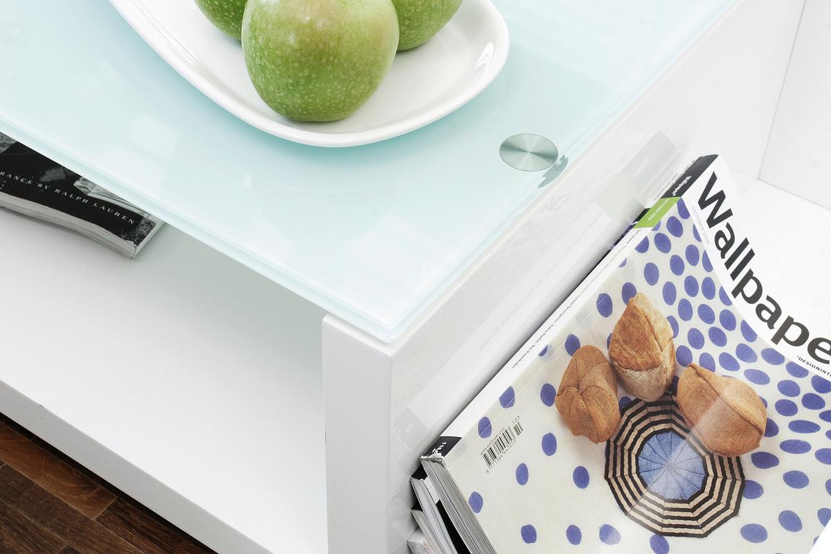 Couchtisch Weiß Hochglanz L: 100 Cm - Weiß Hochglanz, Design, Glas/Holzwerkstoff (100/100/30cm) - Livetastic