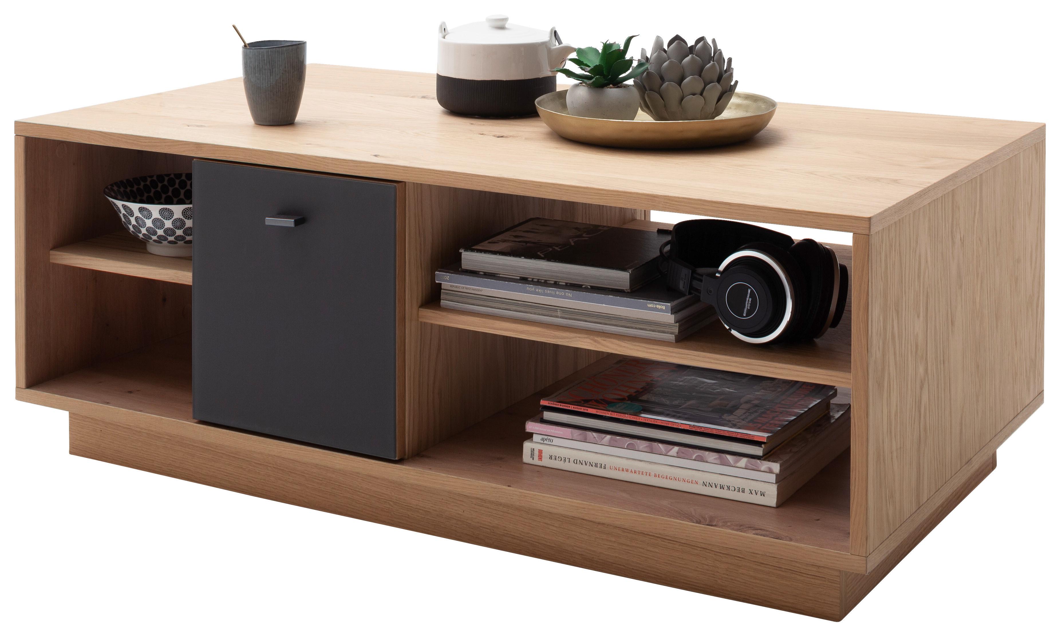 Couchtisch Valencia Anthrazit/Eiche - Eiche Bianco/Anthrazit, Design, Glas/Holzwerkstoff (115/65/44cm) - MID.YOU