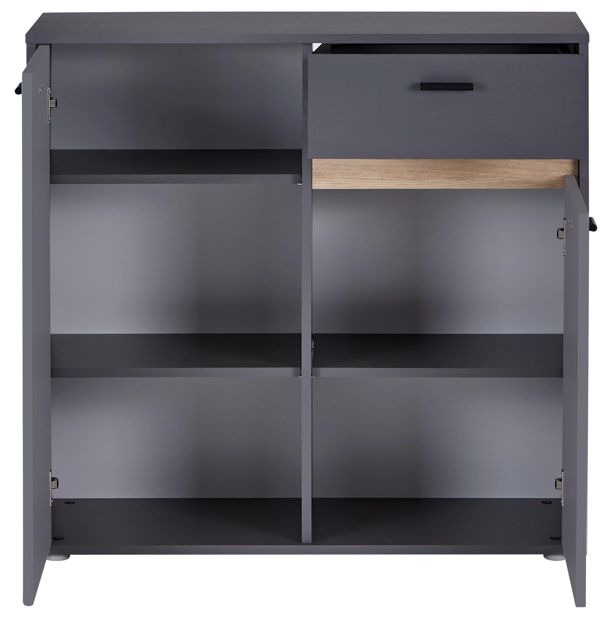Kommode mit Bügelgriff B: 93,4 cm Slot 2t Dunkelgrau - Dunkelgrau, MODERN, Holzwerkstoff (93,4/90/40cm)