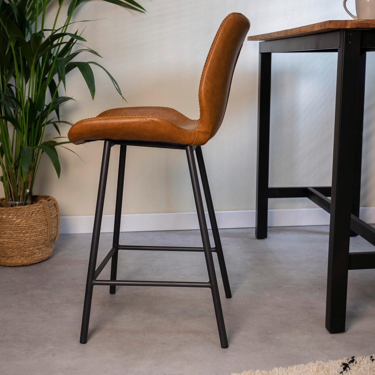 Barhocker-Set Barron - Cognac/Schwarz, KONVENTIONELL, Kunststoff/Textil (47/99/55cm) - MID.YOU