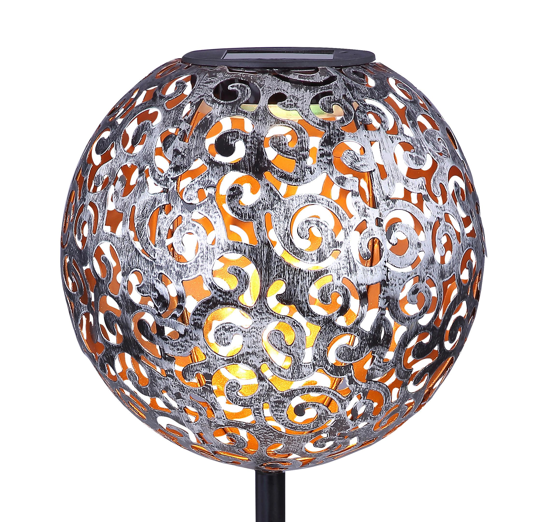 Solarleuchte Silber Solar 1xLED warmweiß H: 54 cm - Silberfarben/Schwarz, Basics, Metall (18.5/54cm) - Globo