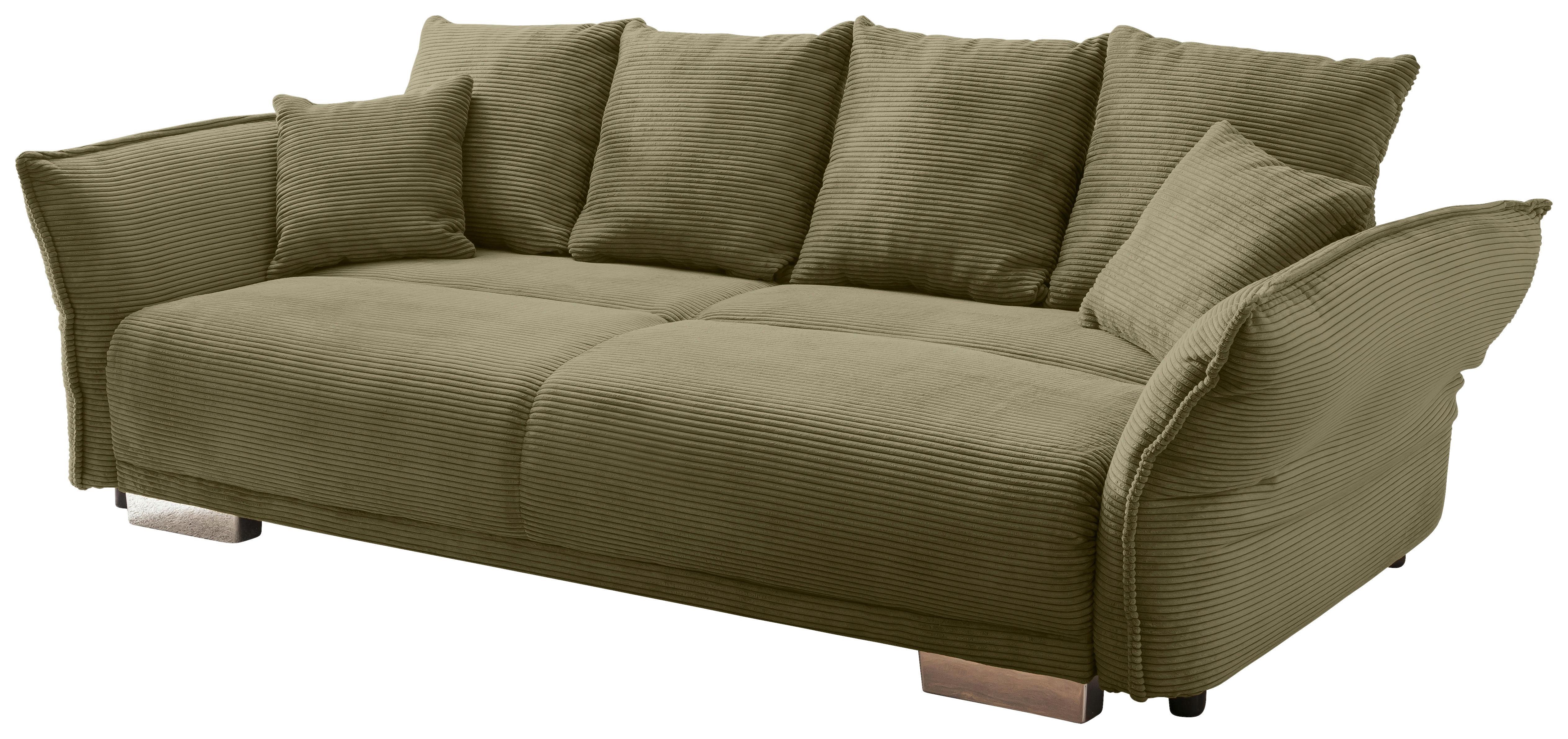Bigsofa Pera, Olivgrün B: 242 cm - Chromfarben/Olivgrün, MODERN, Textil (242/71/90/131cm) - Livetastic