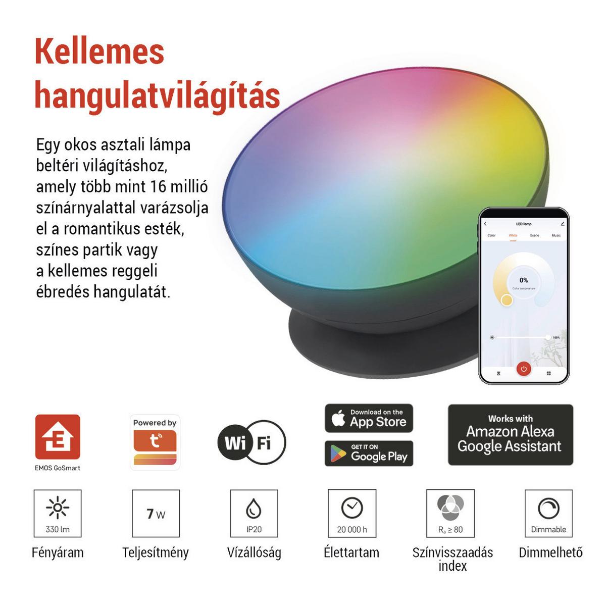 Led Hangulatlámpa Gosmart - fekete, Basics, műanyag