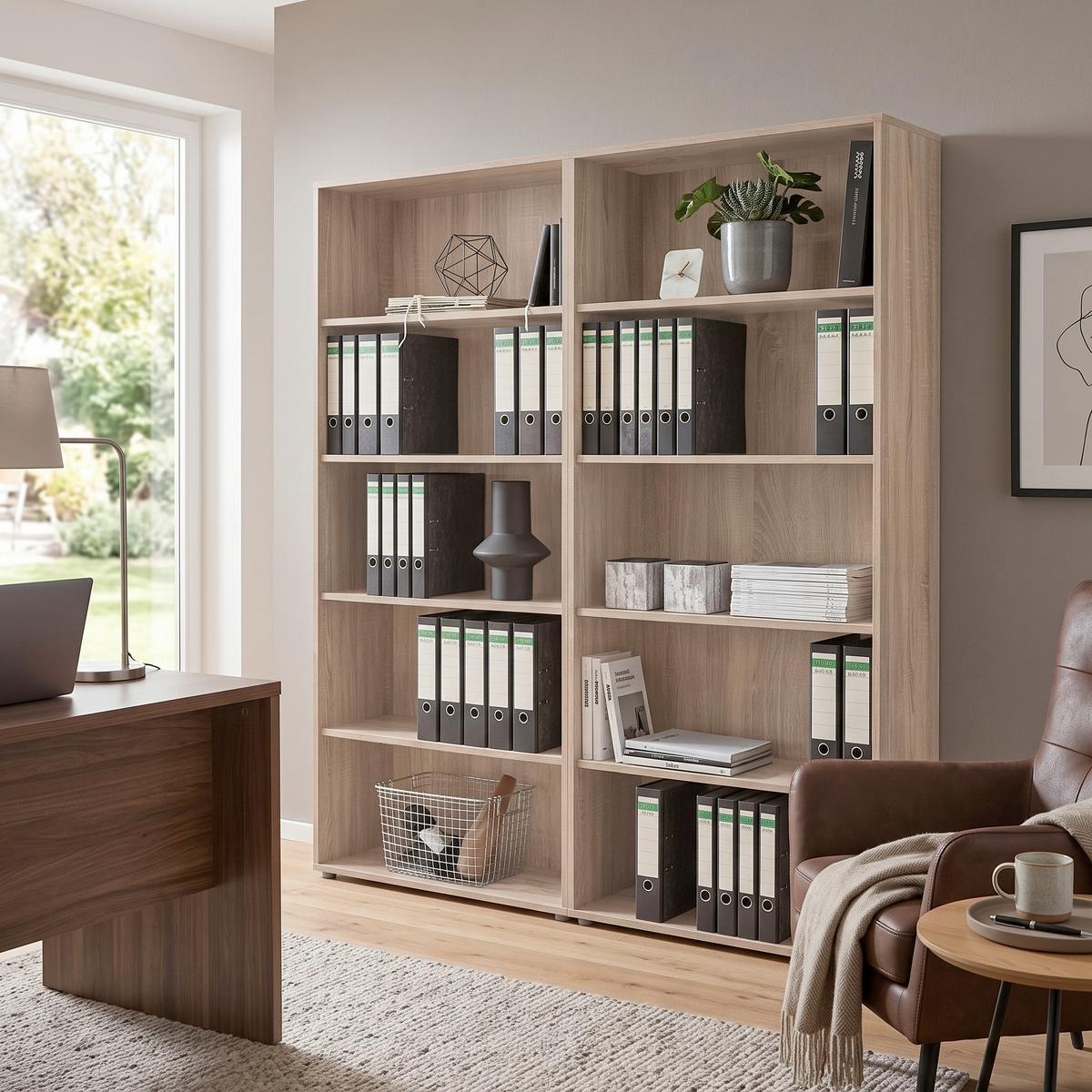 Aktenregal Office Edition Sonoma Eiche Dekor B: 168,8cm - Silberfarben/Sonoma Eiche, MODERN, Holzwerkstoff (168,8/185,6/33cm) - MID.YOU
