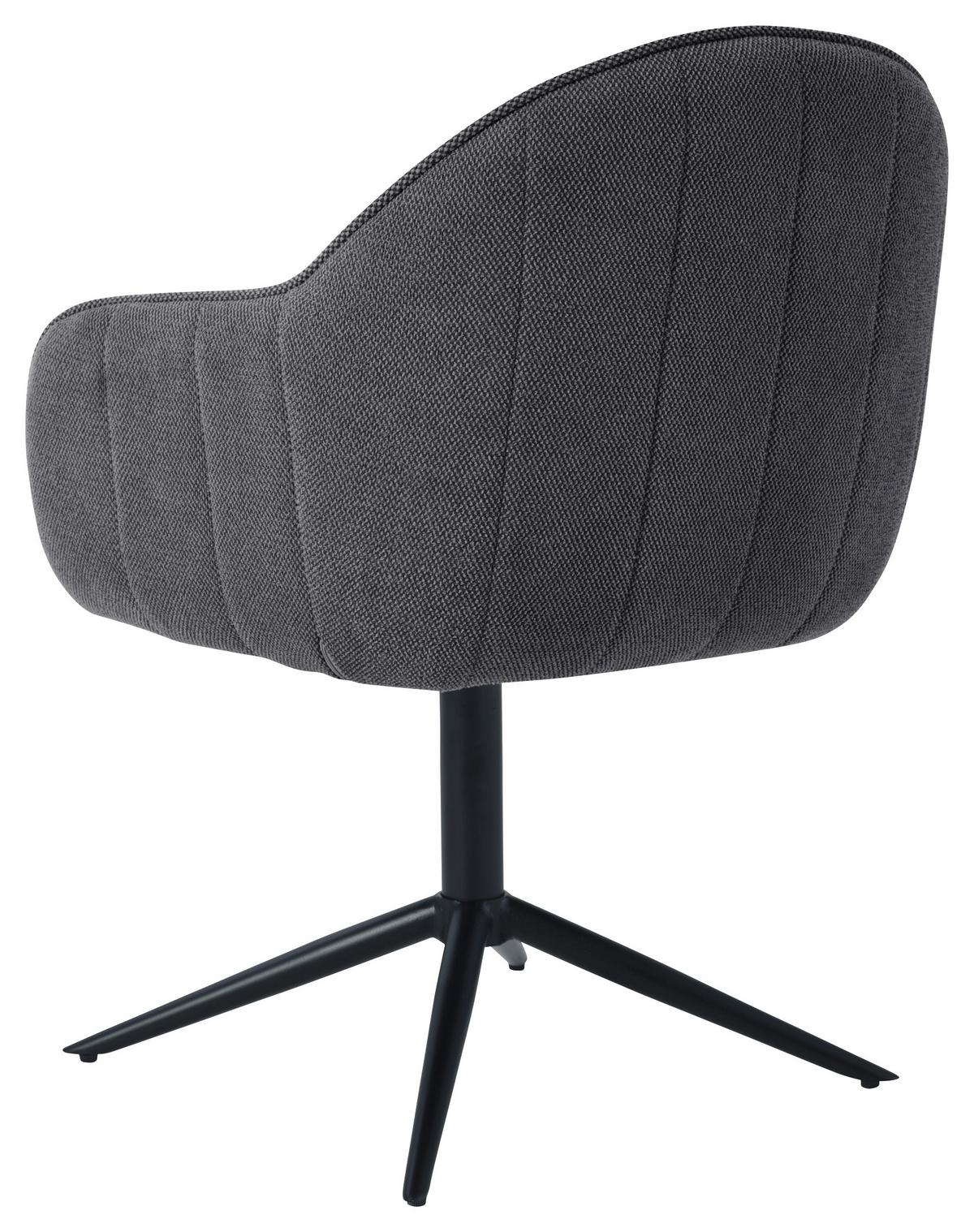 Armlehnstuhl Amara Leinenoptik Schwarz, B: 60 cm - Schwarz, KONVENTIONELL, Holz/Textil (60/81/62cm) - MID.YOU