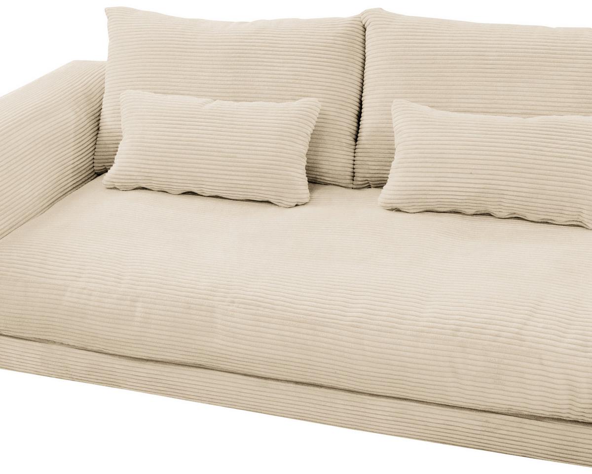 Ecksofa Berlin Cord Creme 313x172 cm - Creme/Schwarz, Design, Textil (313/172cm) - Livetastic