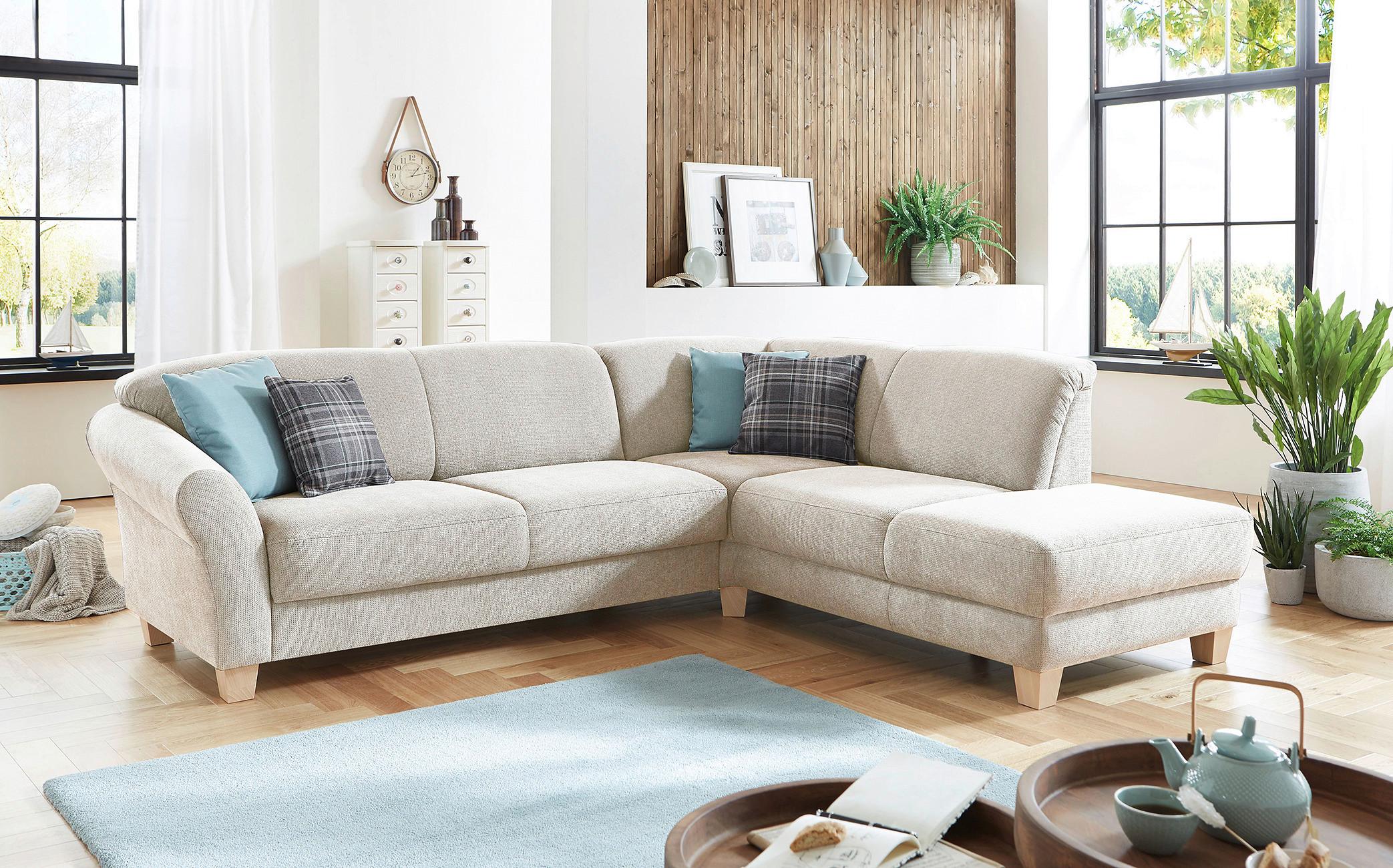 Ecksofa Gotland creme mit Bettkasten 257x212 cm - Creme/Naturfarben, KONVENTIONELL, Textil (257/212cm) - Sit & More