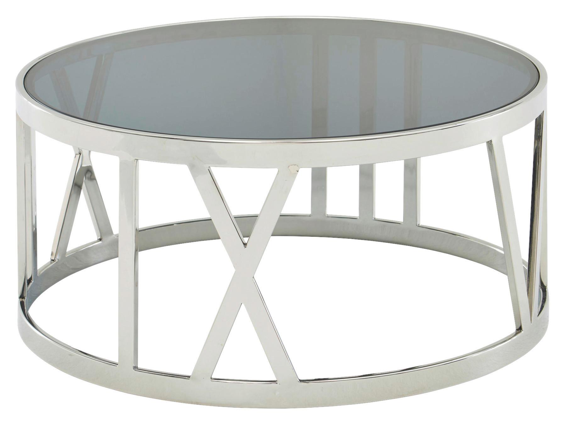 Konferenčný stolík farba strieborná p: 60 cm - strieborná, Design, sklo (60/60/30cm) - MID.YOU