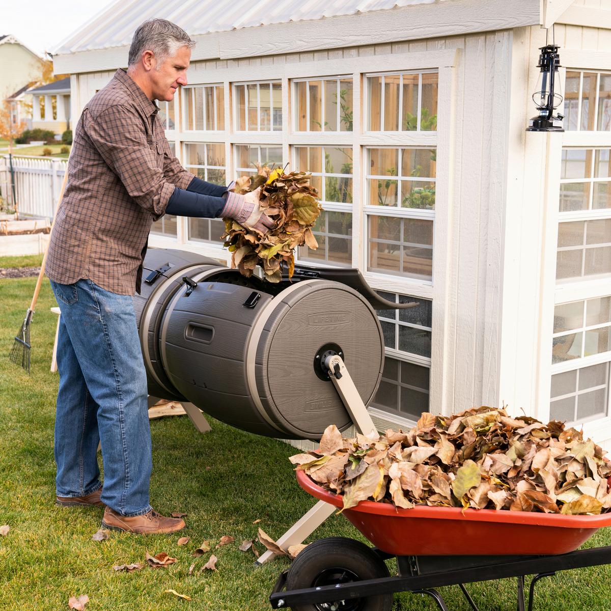 Komposter Doppelkomposter Fass 380l - Schwarz, Basics, Kunststoff (165/109/79cm)