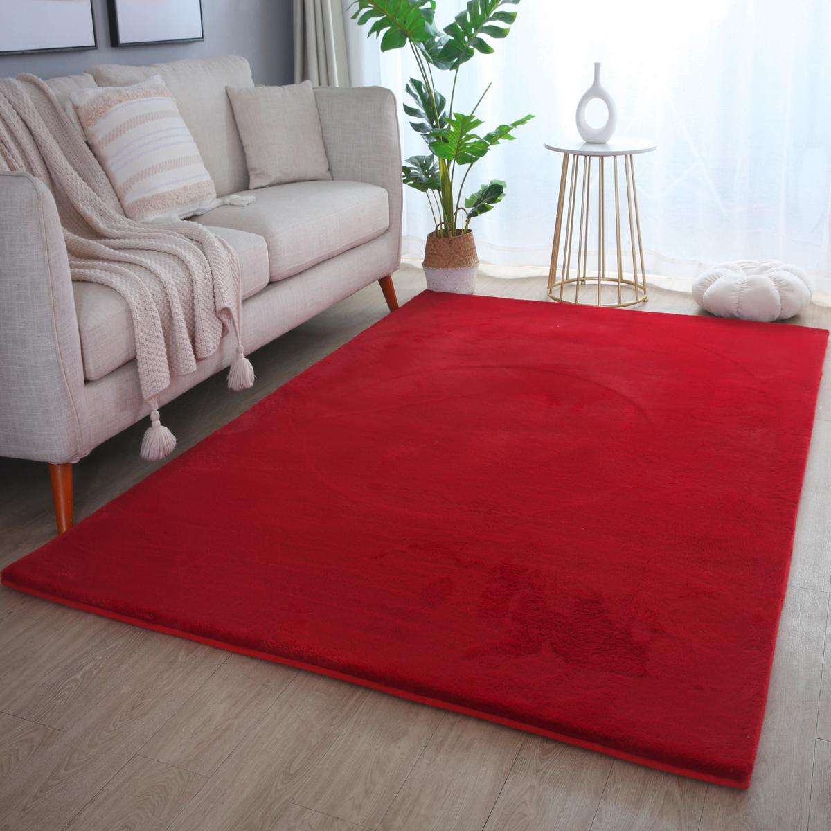 Hochflorteppich, Rot, F: 20mm Pouffy - Rot, Basics, Textil (60/110cm)